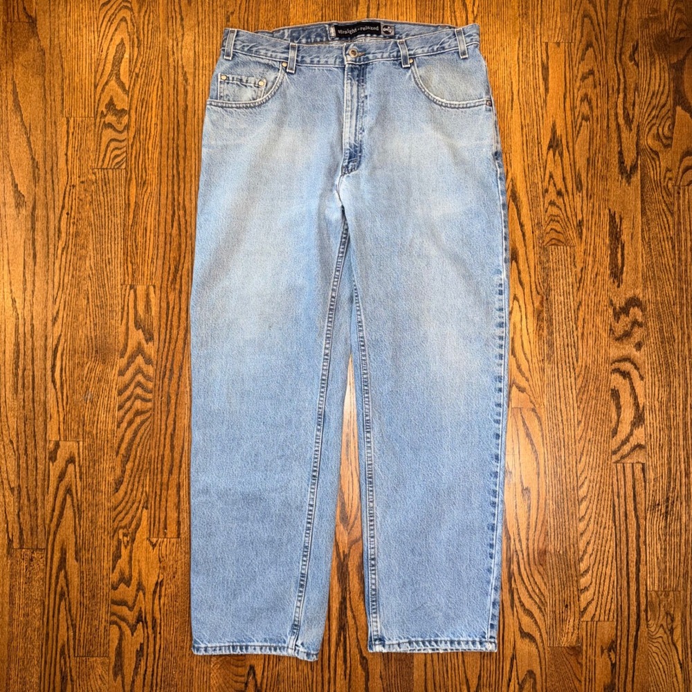 Levi SilverTab Straight Relaxed Jeans Vintage 1998 Made in USA 36x32 Light Wash